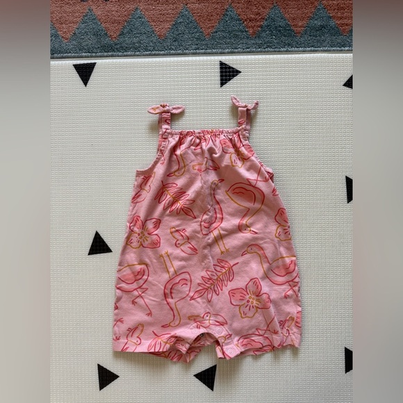 Carter’s|Baby girl Pink Flamingo sleeveless flowy boxy Romper••cotton,18 months - Picture 3 of 4